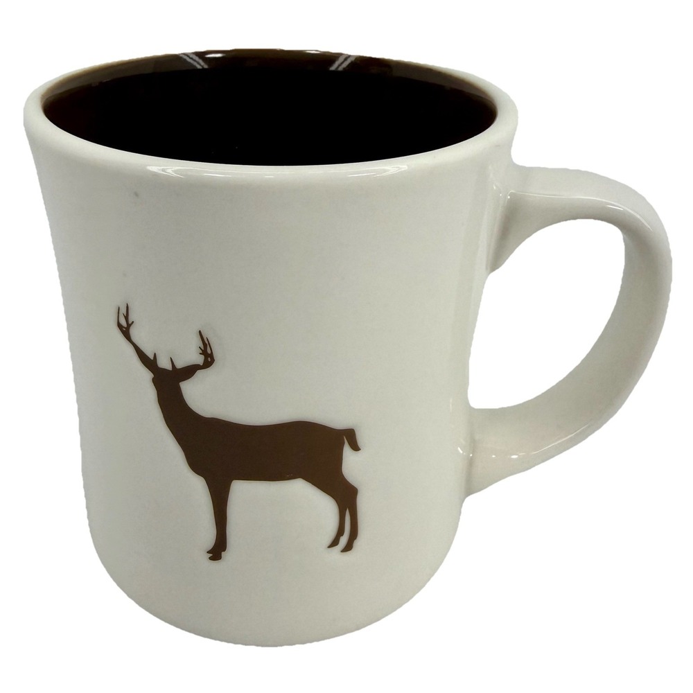 Starbucks 2008 Coffee Mug Brown Impressed Buck Deer Hunting Lodge 12 oz EUC